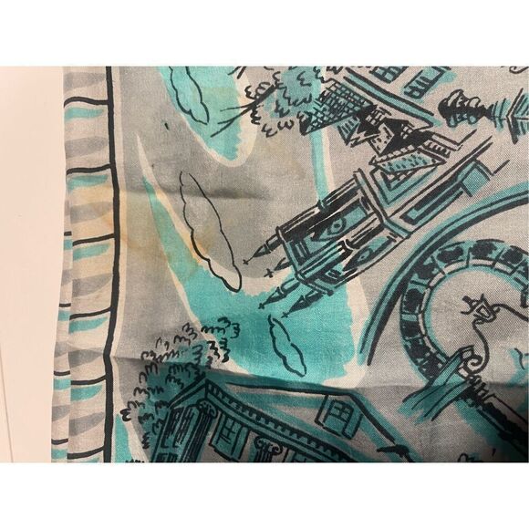 Lot of 4 Vintage Scarf Lot Avon Red Blue Purple Park Scene - Picture 5 of 12